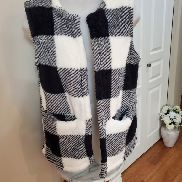 Fleece lumberjack plaid vest M/L 36-38 bust - Picture 4 of 6